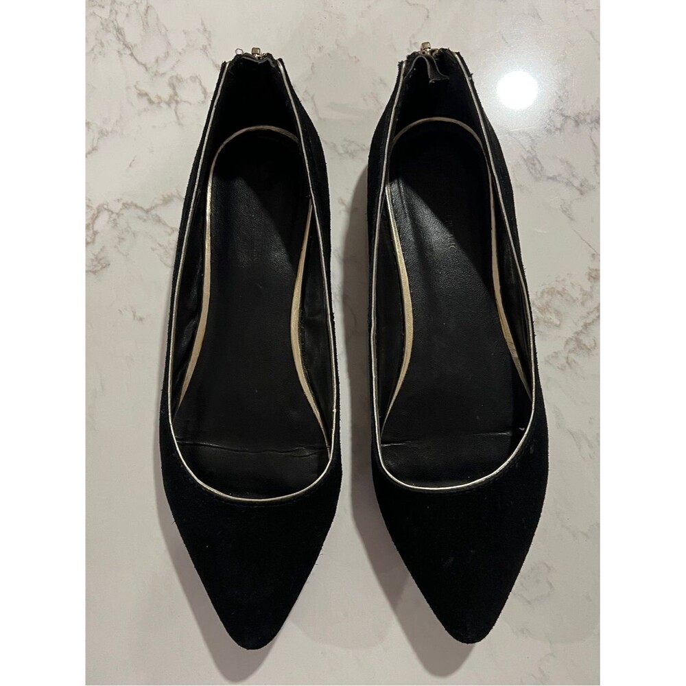 Banana Republic Black Pointed Toe Flats with Gold Trim, 7